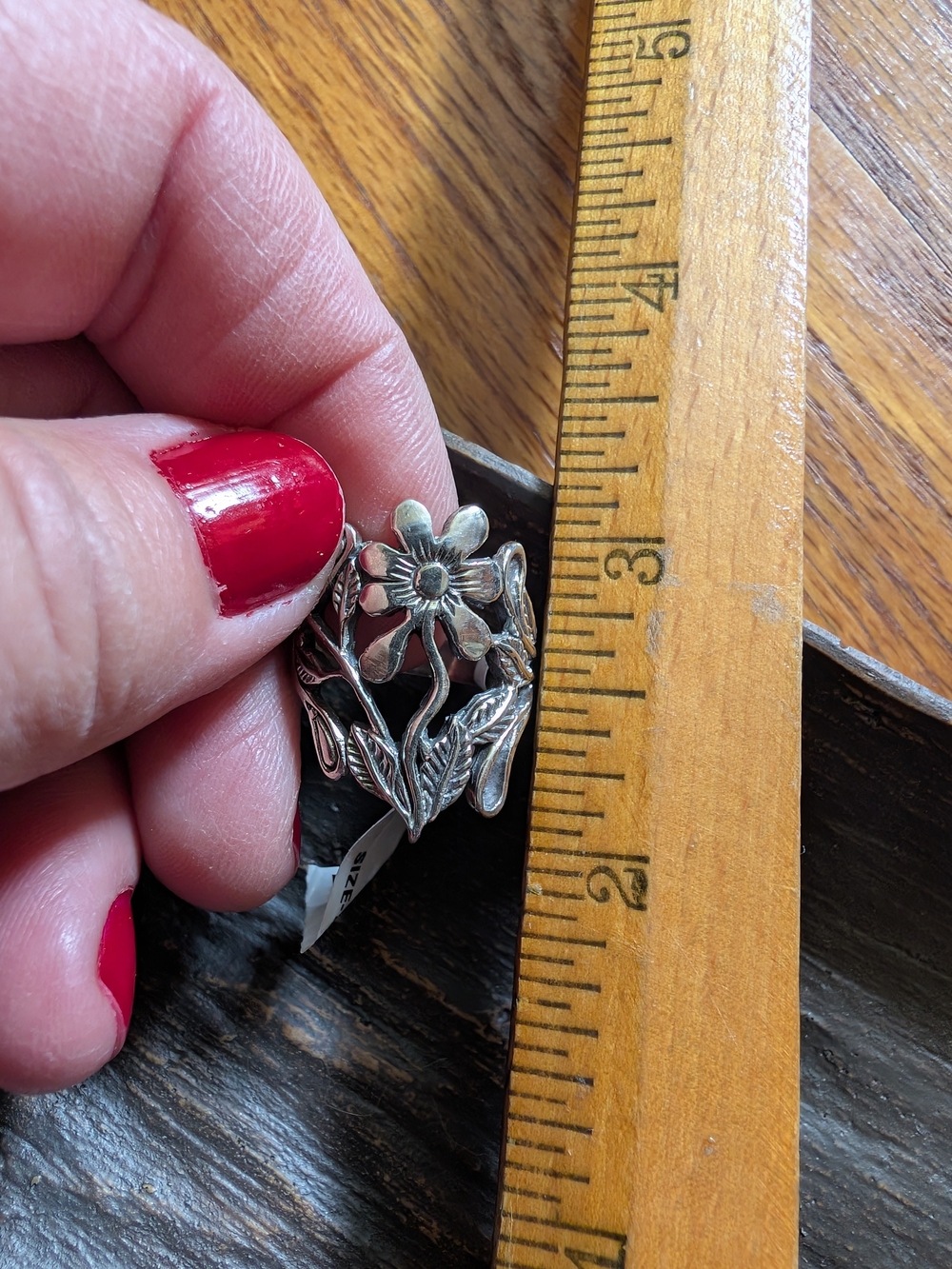Floral Silver-Tone Openwork Ring - Silver